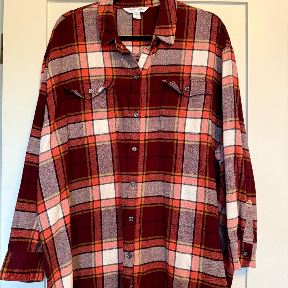 Old Navy Flannel - Red and Orange